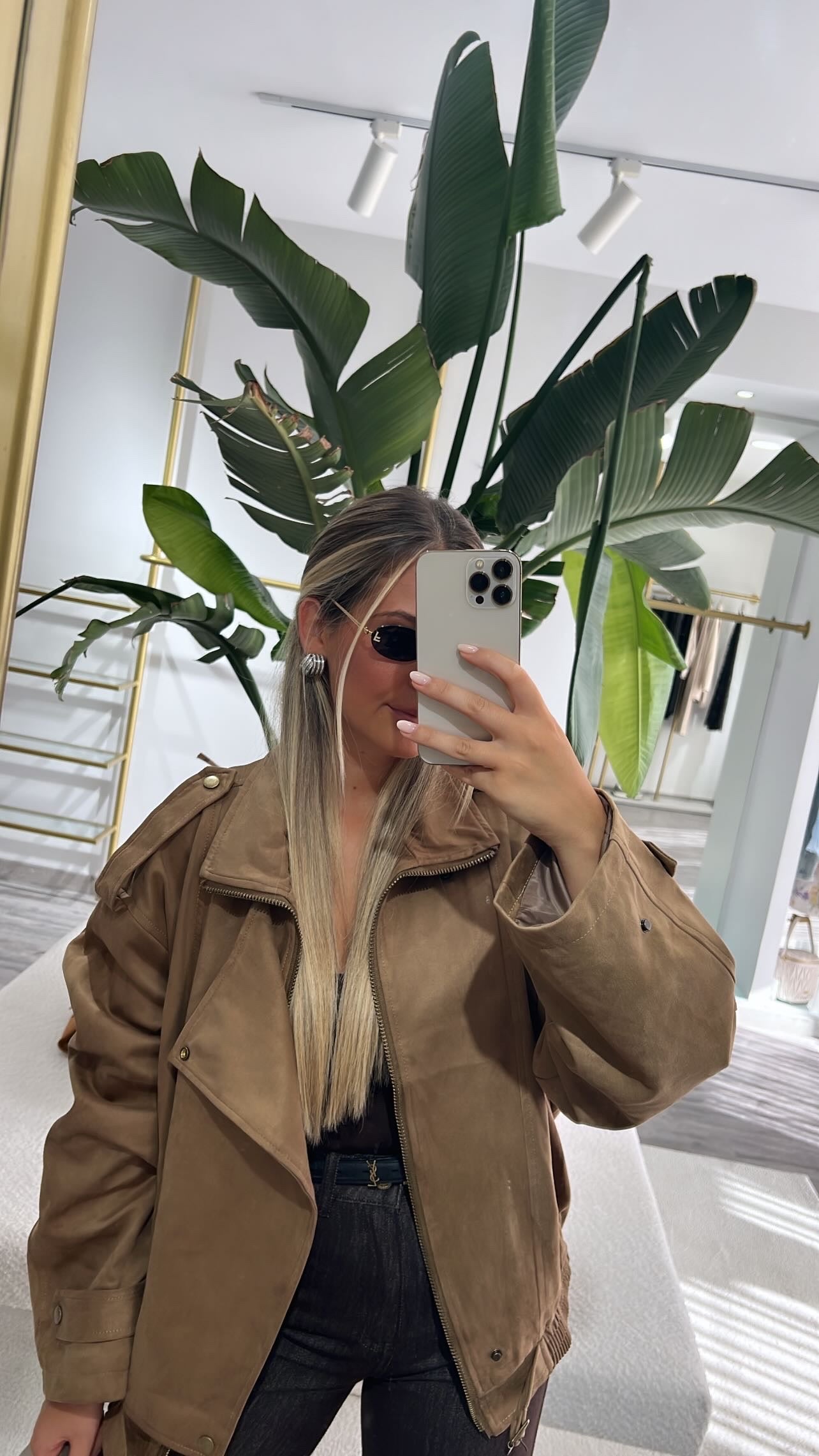 Blouson aviateur en cuir suédé