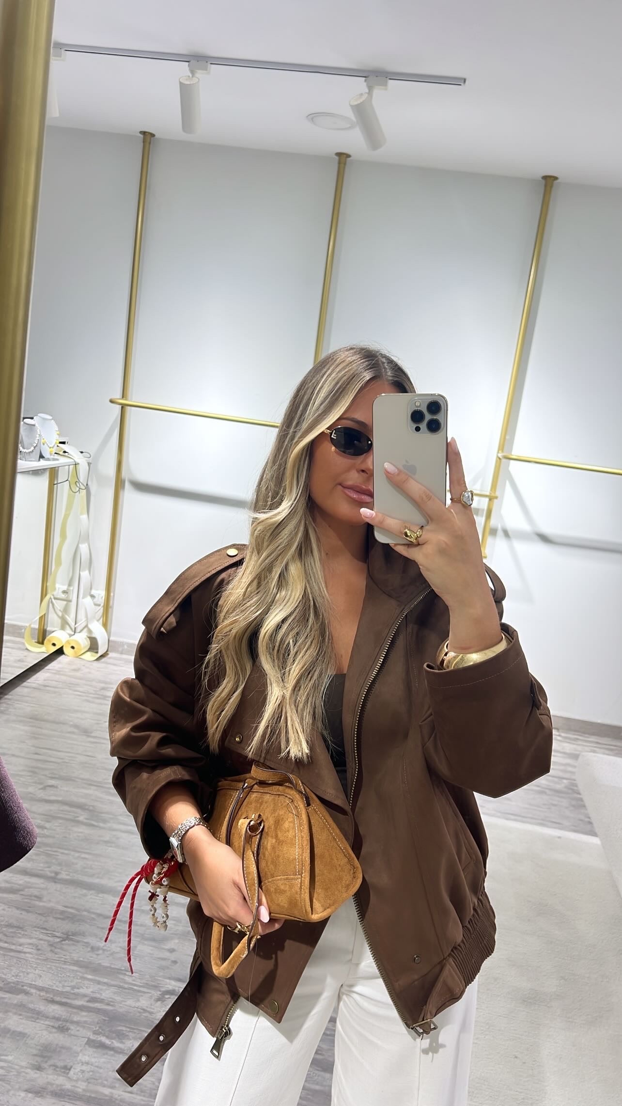 Blouson aviateur en cuir suédé