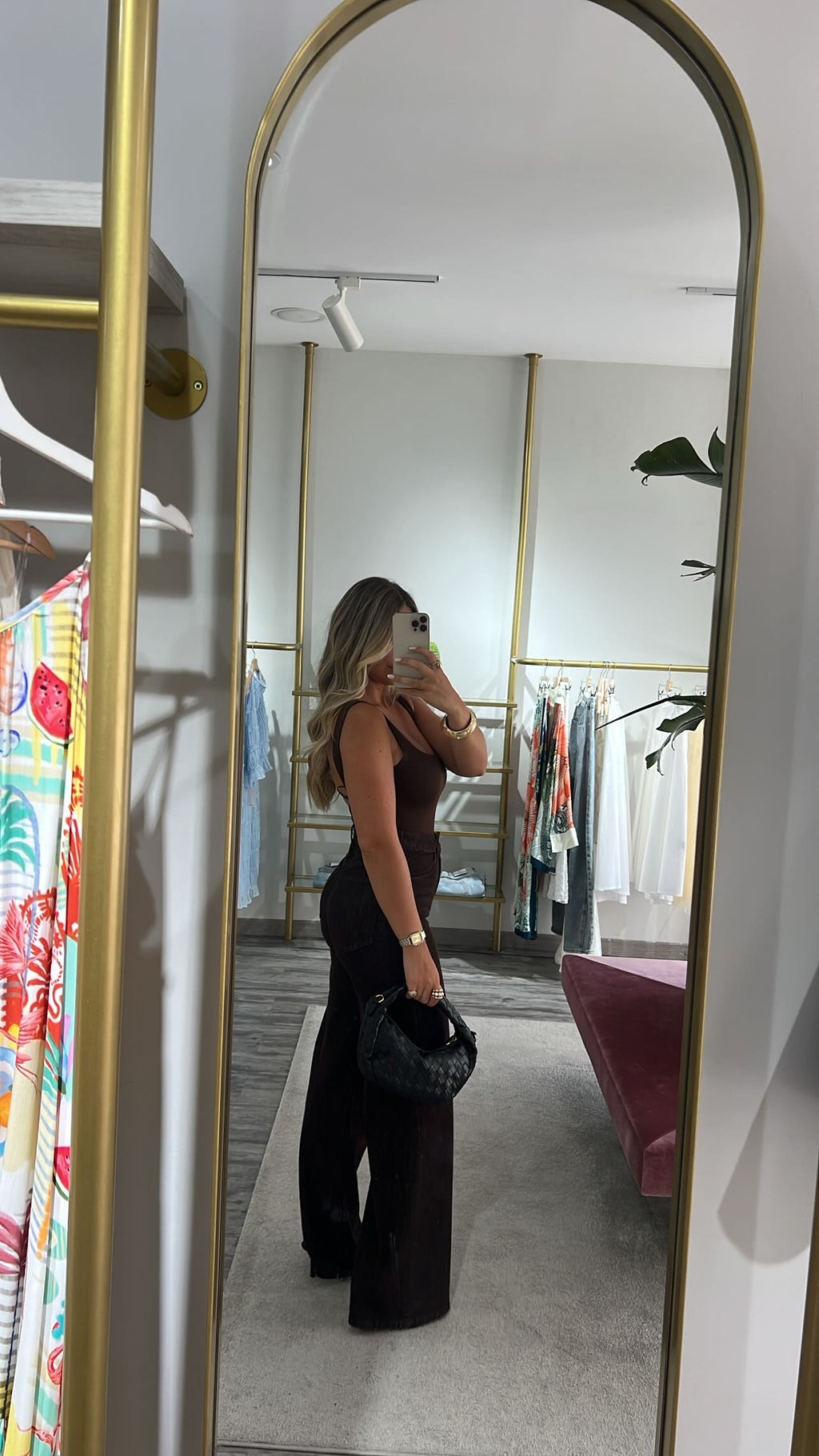 Jeans wide leg castanha