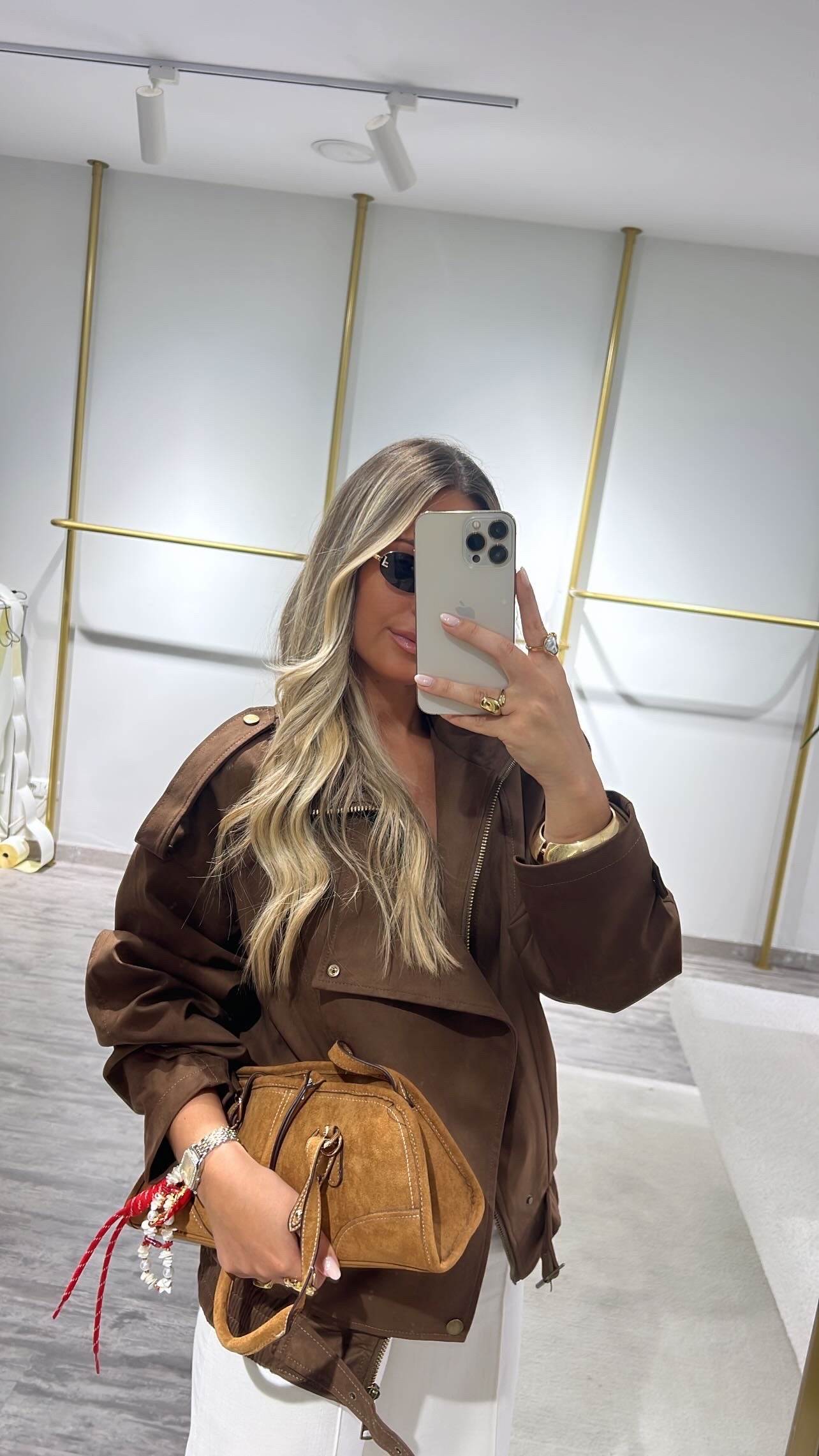 Blouson aviateur en cuir suédé