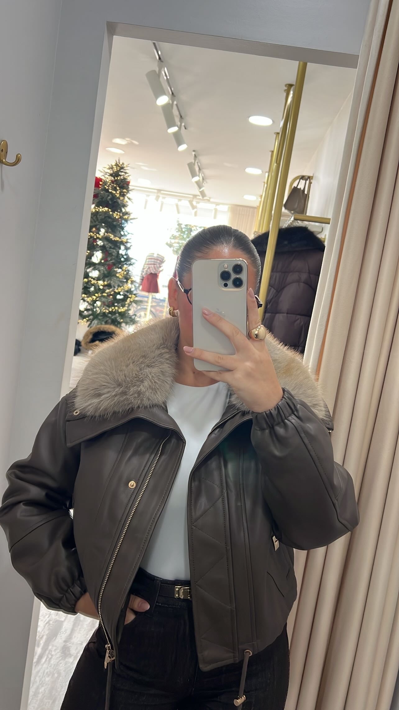 Veste amovible effet cuir fourrure