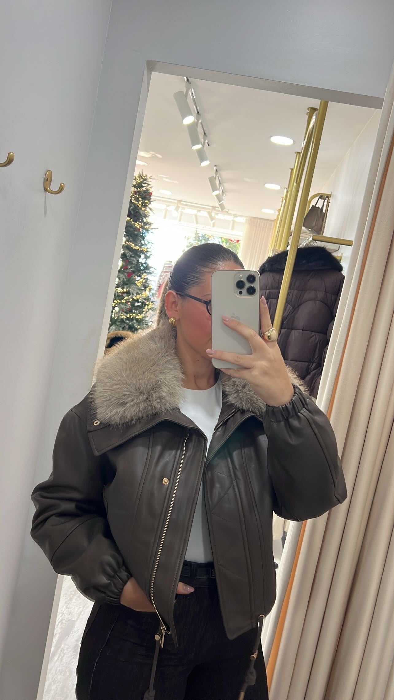 Veste amovible effet cuir fourrure