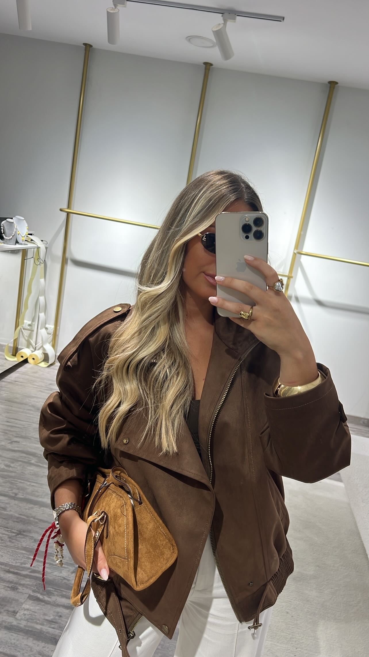 Blouson aviateur en cuir suédé