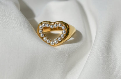 pearl heart ring